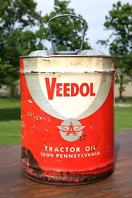 Vintage Veedol Pennsylvania Motor Oil 5 Gallon Oil Can Tractor Oil Flying A Gas • $125