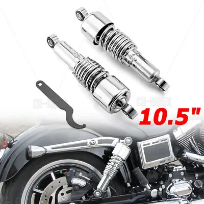 Chrome 10.5  Slammer Lowering Rear Shocks Harley 2006-2023 Sportster 883 1200 XL • $65.99