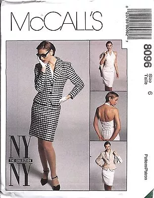 UNCUT Vintage McCalls SEWING Pattern Misses Lined Jacket Top Skirt 8096 NY NY FF • $6.29