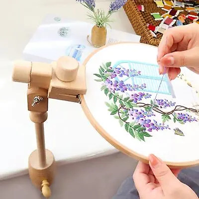 Embroidery Hoop Stand Clamp Rotatable Lap Cross Stitch Frame Sewing • $42.46