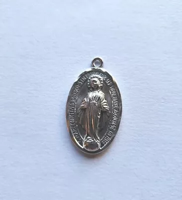 Vtg Sterling Silver Mary Miraculous Medal 1 1/8 Inch • $14