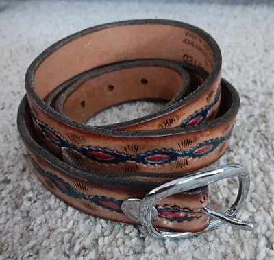 Vintage Leather Hand Tooled Alaska Belt 48  • $24.99