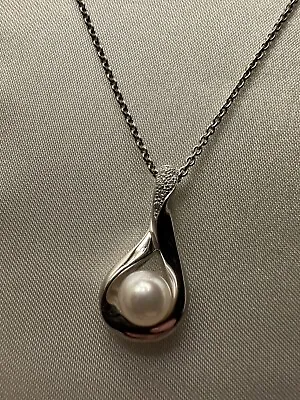 Mikimoto Sea Magic Pearl White Sapphire Necklace 18” Bl 925 Wow • $200