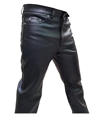 Mens Black Jeans Pants Real Leather 501 Style Trouser -W 30  X IL 30  • $89.99