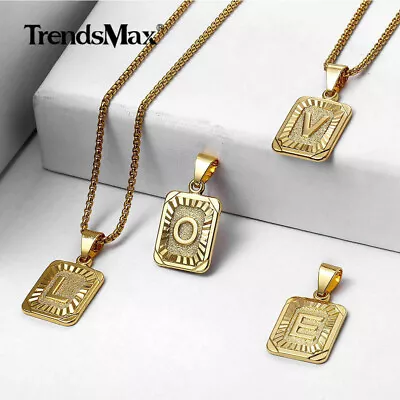 26 Letters Initial A-Z Necklace 14k Gold Plated Pendant Box Chain Choker 16-30  • $11.49