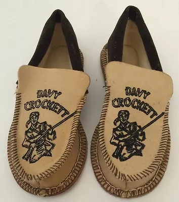 VINTAGE  WESTERN  PIONEER 1950-60S  DAVY CROCKETT CHILD'S Moccasins UNUSED NOS • $270