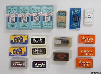 Lot Of Vintage Razor Blade Packages - Gillette Blue Wilkinson Durex Shapleigh • $150