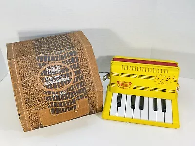 Vintage Emenee Musical Toy Keyboard Accordion Original Case #403 Yellow Red • $24.93