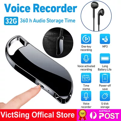 32G Voice Activated Mini Spy Digital Sound Audio Recorder Dictaphone MP3 Player • $36.94