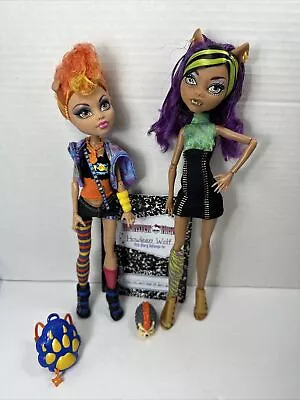 Monster High Dolls Sister Pack Howleen Clawdeen Wolf Bag Pet Shoes • $79.99