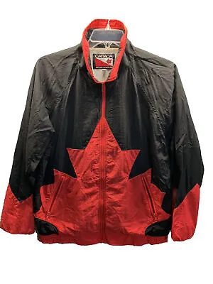 Vintage 1990s Canada Sportswear Maple Leaf 🍁 Front Windbreaker Sz L • $39.95