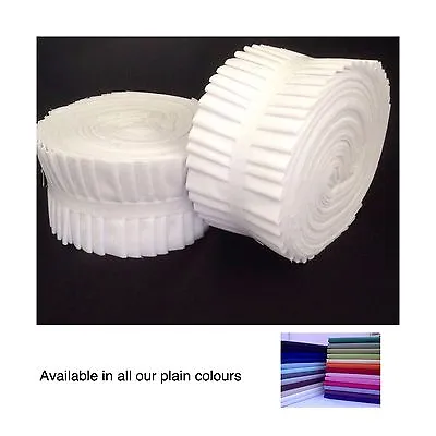 10-50 Plain Jelly Roll Strips 100% Cotton Quilting Patchwork Sewing 44inch • £17.59