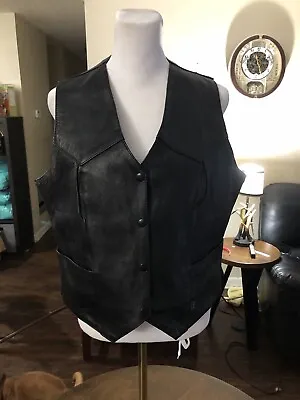 Leather King Black Motorcycle Riding Vest  Size L Pre Owned • $25