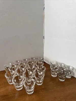 Lot Of 22 Clear Vintage Shot Liquor Glasses Heavy Ribbed Base • $19.99