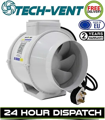 6 Inch 150 Mm Inline Fan Bathroom Powerful Intake For Grow Room Circulation • £64.99