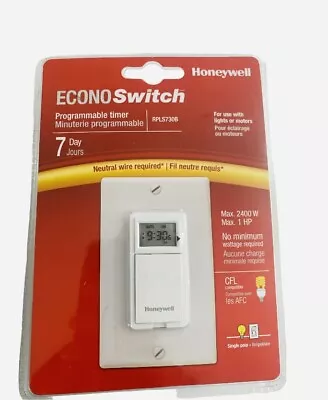 Honeywell EconoSwitch RPLS730B 7-Day Programmable Motor & Light Switch Timer NEW • $27