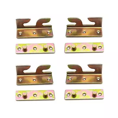 4Sets Bed Hinges Bed Rail Brackets 3.1  Double Hooks Heavy Duty Iron Part For... • $11.62