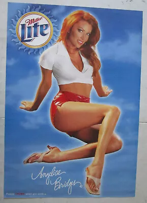 Sexy Girl Beer Poster ~ 2001 Miller Lite ANGELICA BRIDGES Baywatch Playboy Model • $12.95