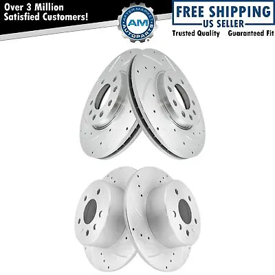 Front & Rear Performance Drilled Slotted Zinc Coated Rotor Kit For Saab Saturn • $154.34