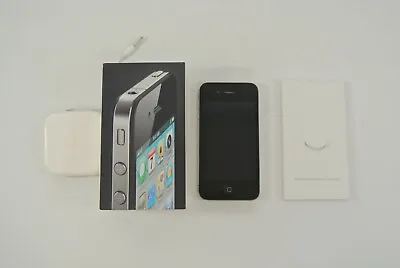 Apple IPhone 4 Model A1332 Black 16 GB W/ Box Guides & Earbuds Parts/Repair • $23.99