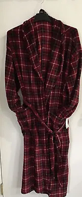 Sonoma Bath Robe House Coat Men  Plush Microfleece Red Plaid Size L/XL  NEW • $12