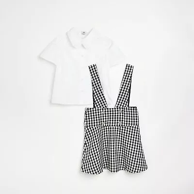 £13 • Buy River Island Kids Girls Pinafore Dress Black Gingham Pinny Short Sleeve Outfit