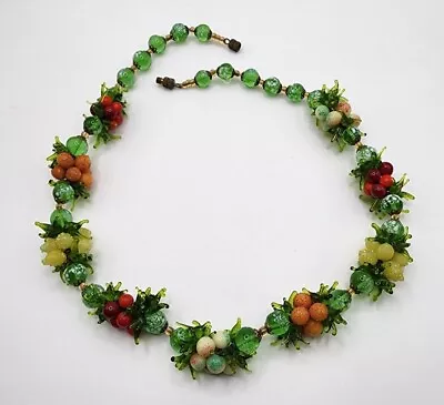 Vintage Venetian Murano Glass Hand Blown Fruit Salad Lemon Italian Necklace • $134.99