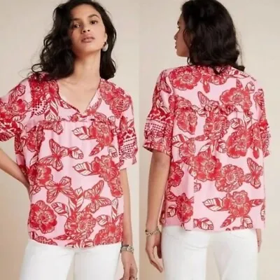 Anthropologie Embroidered Vineet Bahl Patterned Top Blouse Size Small • $29.74