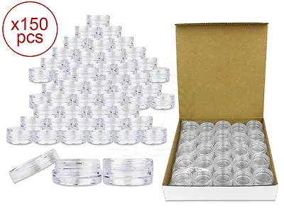 150 Pieces 3 Gram/3ml Plastic Round Clear Sample Jar Containers With Clear Lids  • $18.99