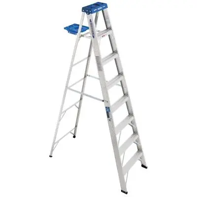 Werner Step Ladder With 250 Lb. Load Capacity Lightweight Folding 8 Ft. Aluminum • $141.16