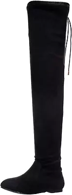 Vickie-41Th Women'S Stretchy Thigh High Flat Heel Boot • £54.96