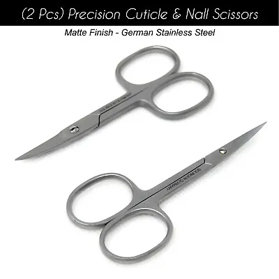 2-Pc Nail Scissors Cuticle Nail Care Nipper Scissors Manicure Stainless Steel • $6.53