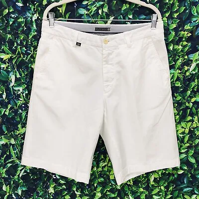 Em's Of Mason's Bermuda Shorts Men's 50 (34 US) White Flat Front Chino • $44.99