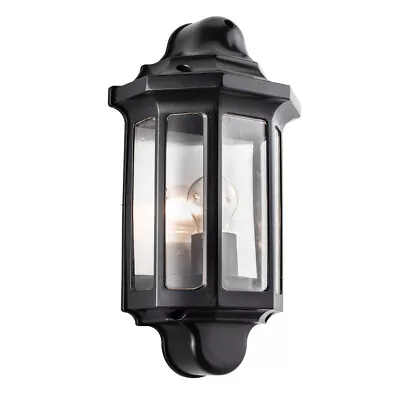 Saxby Traditional 60W E27 Outdoor Half Lantern Black & Clear Light PC IP44 1818S • £24.99