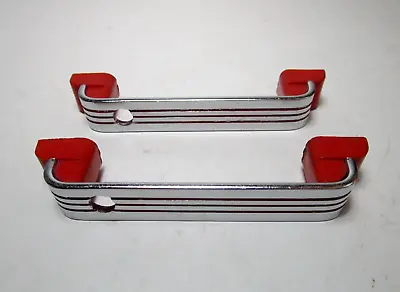 2 Retro Amerock Red Line Chrome Cabinet Handles Drawer Pull MCM Mid Century 3  • $14.95