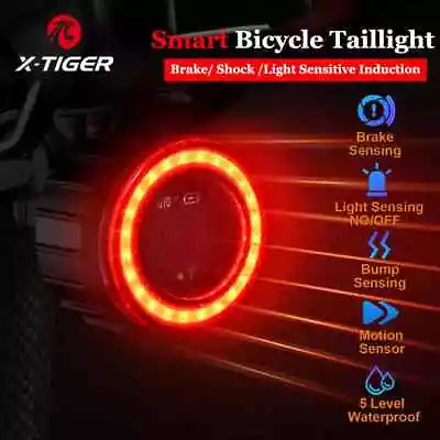 Bicycle Smart Auto Brake Sensing Light Waterproof LED Charging Cycling Taillight • $24.44