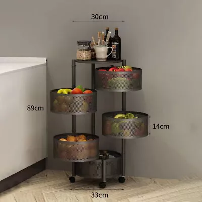 6 Tier Mobile Kitchen Rotating Storage Trolley Cart Vegetable Fruits Shelf Rack • £30.99