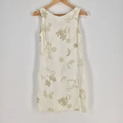 VINTAGE Events Womens Dress Size 10 Shift White Floral Sleeveless Zip 042374 • $17.56