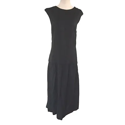 Vtg Morton Myles Saks Fifth Womens Maxi Dress 6 Black Strappy Back Drop Waist • $44.77