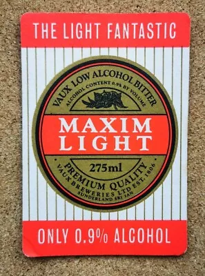 Beer Mat (Tegestology) Bar Mat Breweriana Coaster - VAUX MAXIM LIGHT • £1.75