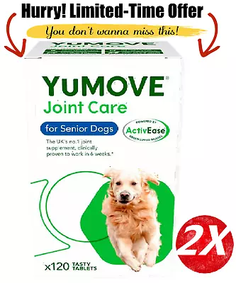 Lintbells Yumove Senior Dog Joint Supplement For Older Stiff Dogs Pack Of 240 UK • £41.99