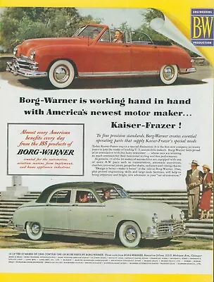 1949 Kaiser Frazer Borg Warner Convertible Mint Green Sedan Vtg Print Ad SP17 • $15.99