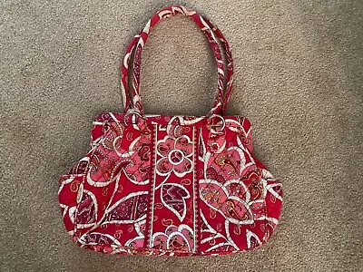 Vera Bradley Rosy Posies Frame Bag Purse Handbag Red & Pink Paisley EUC • $28