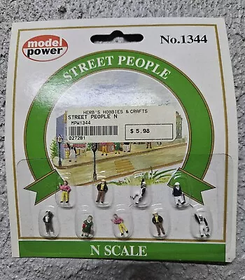 Model Power Street People (9)  ~ Model Trains N Scale Figures Set No. 1344 NOS • $11.99