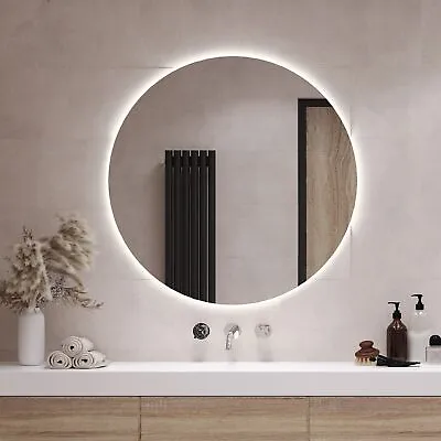 Round Illuminated Bathroom Mirror Light Up Wall 3 Colors LED To Choose 80 Cm • £122.97