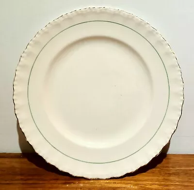 Grindley Cream Petal Dinner Plate Crimped Edge With Gold Trim And Green Band Mad • $22.50