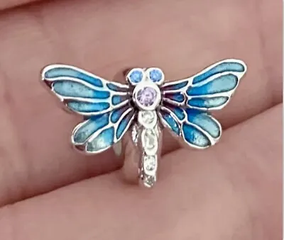 Dragonfly Charm 925 Sterling Silver Blue Dragonfly Stopper Charm • £15.99
