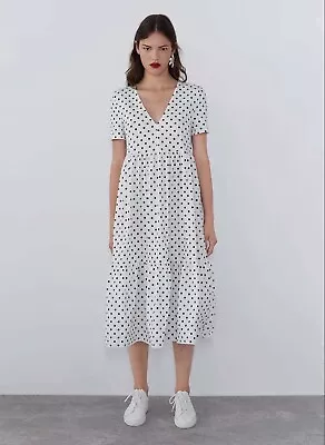 Zara Polka Dot Printed Flowy Smock Dress • $45