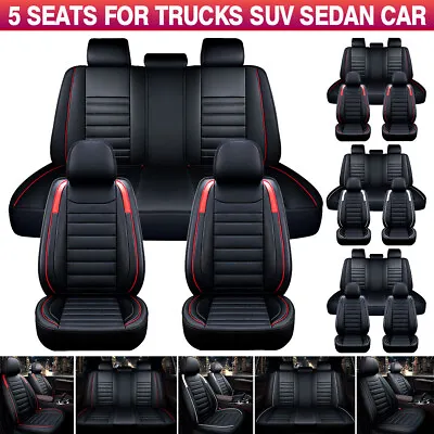 5 Seats Universal Car Seat Covers Deluxe PU Leather Seat Cushion Full Set Cover • $73.19