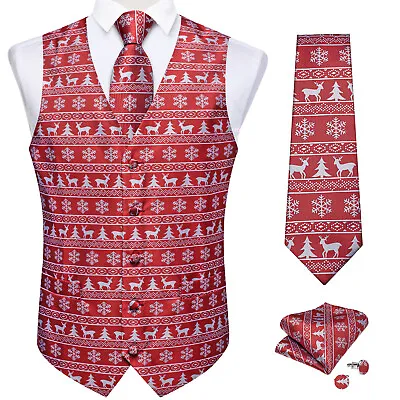 Black Gold Paisley Mens Formal Waistcoat Tie Double Breasted Slim Suit Vest Set • $24.99